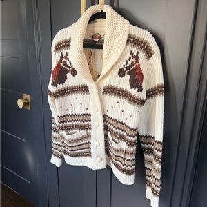 Cozy Cream and Brown Cardigan Sweater